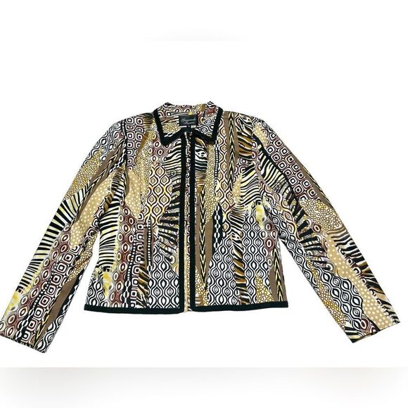 Vintage Giancarlo Ferrari Funky Neutral Animal Patterned Open Blazer Jacket Coat - Picture 1 of 8